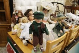 A large quantity of modern collector's dolls.