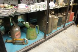 Motoring related items to include numerous petrol cans etc.