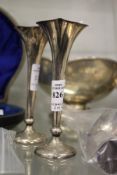 A pair of silver spill vases, Birmingham 1913.