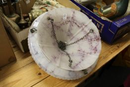 Two 1930's opaque glass ceiling shades.