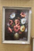 Hilman, a still life of flowers in a vase, oil on canvas.