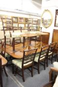 A good set of eight George III design mahogany pierced wavy ladder back dining chairs two with