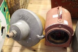 An old GEC exterior light and a hand lantern.