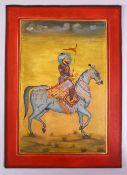 A FINE INDIAN SIKH SCHOOL MINIATURE PAINTING OF A NOBLEMAN - the noble man depicted seated upon