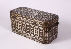 A 19TH CENTURY PHILIPPINES SILVER INLAID BETEL LEAF BOX, 12cm long.
