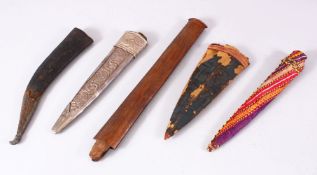 A MIXED LOT OF 5 INDIAN DAGGER SHEATHS, mixes style and sizes, (5)