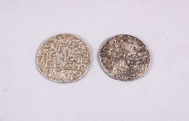 TWO EARLY SILVER ISLAMIC COINS.