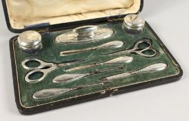 A MAPPIN & WEBB CASED SILVER MANICURE SET. Chester 1912.