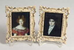 A PAIR OF RECTANGULAR PORTRAIT MINIATURES.