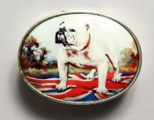 A SILVER BRITISH BULLDOG PILL BOX.