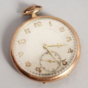A 9CT GOLD POCKET WATCH with silver dial.