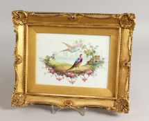 A ROYAL CROWN DERBY PORCELAIN PLAQUE ARTIST CUTHBERT GRESLEY, signed: Birds in Landscapes, Gresley