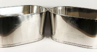 A PAIR OF LARGE SIZE BOLLINGER WINE COOLERS.