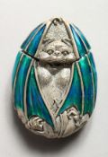 A SILVER PLATE AN ENAMEL BAT VESTA.