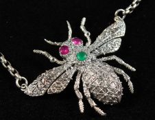 A HEAVY SILVER BUMBLE BEE NECKLACE.