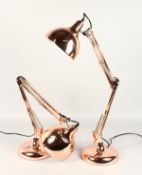 A GOOD PAIR OF COPPERED ANGLEPOISE LAMPS.