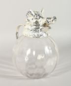 A LARGE GLASS LEMONADE JUG with plated boar's head.