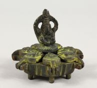 A SMALL INDIAN BRONZE SPICE BOX.