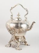 A SUPERB PAUL STORR GEORGE III SILVER TEA KETTLE, STAND AND BURNER. London 1813. Maker: Paul