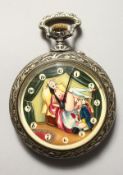 A LARGE DOXA EROTIC POCKET WATCH. 2.5ins diameter.