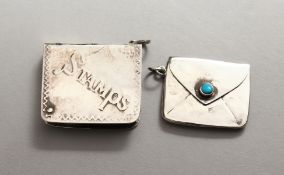 TWO SILVER STAMP BOXES.
