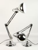 A GOOD PAIR OF CHROME ANGLEPOISE LAMPS.