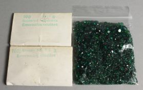 TWO BAGS OF EMERALD SPINELS.