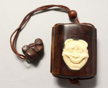 A JAPANESE WOOD AND BONE INRO.
