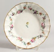 A CHELSEA DERBY SAUCER SHAPED DISH painted in the manner of Withers with chains of flowers.