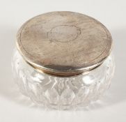 A SILVER TOP CIRCULAR POWDER BOWL.