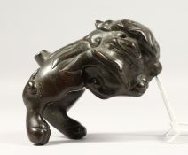A JAPANESE BRONZE LION. 6ins long.