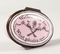 A BATTERSEA ENAMEL PINK PATCH BOX 