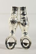 A PAIR OF SILVER PLATE SNOWMAN ICE CREAM SCOOPS.