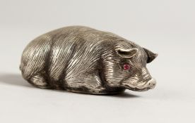 A RUSSIAN SILVER PIG SALT. Mark 88 head and Faberge mark. 2.25ins long.