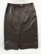 A HERMES LEATHER SKIRT, never worn.