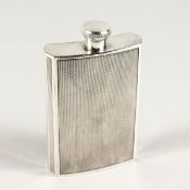 A WALKER & HALL ENGINE TURNED E.P.N.S. WHISKY FLASK.