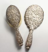 A TIFFANY SILVER HAND MIRROR AND BRUSH (2).