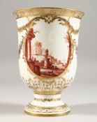 A 19TH CENTURY FRENCH PORCELAIN BEAKER decorated with garlands and palladium scenes. 5.5ins high.
