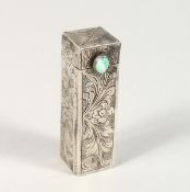 A .800 ENGRAVED SILVER LIPSTICK HOLDER.