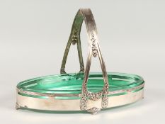 A GOOD W.M.F. OVAL CENTREPIECE - BASKET with glass liner.