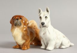 A ROYAL WORCESTER FIGURE OF A PEKINGESE, and another of a 'Scottie Terrier', date codes for Mid-