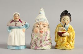 A ROYAL WORCESTER CANDLE SNUFFER OF THE GEISHA AND THE FRENCH COOK, date code 1929 & 1928