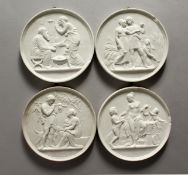 A SET OF FOUR PARIAN CIRCULAR CLASSICAL PLAQUES. 5.5ins diameter.