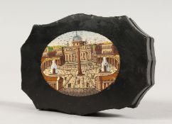 A 19TH CENTURY ITALIAN MICRO MOSAIC TABLET, St. Mark's Square. 3.75ins x 2.5ins.
