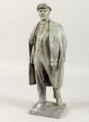 A RUSSIAN METAL FIGURE OF LENIN. 14ins high.