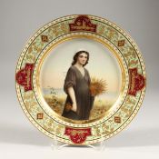 A GOOD VIENNA PORCELAIN PLATE, superb quality, painted with 