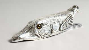 A SILVER PLATE TROUT LETTER CLIP.