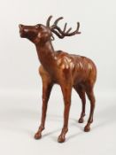A LEATHER MODEL OF A DEER. 12ins.