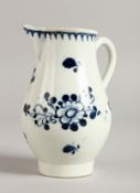AN 18TH CENTURY LIVERPOOL SPARROW BEAK JUG painted with flowers in blue.