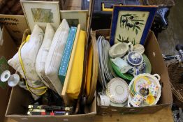 Two boxes of household china etc.